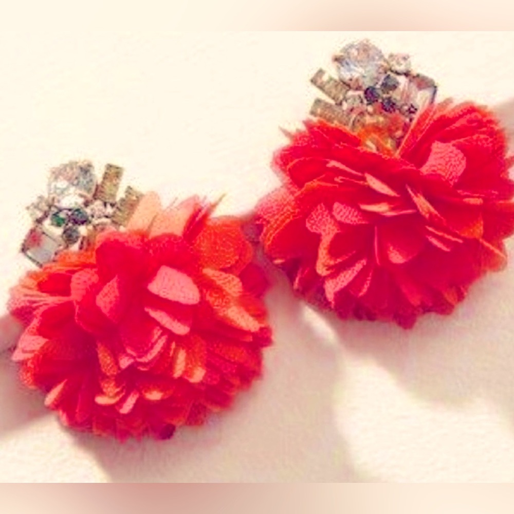 Stella & Dot Pouf Earrings with Rhinestone Accents